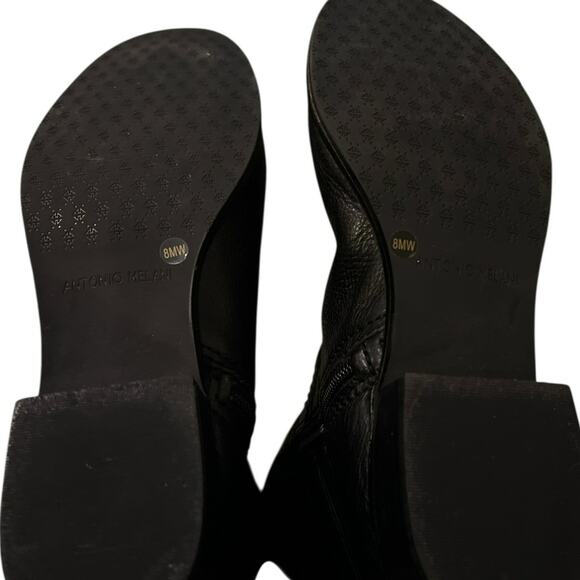 Antonio Melani Knee High Riding Boots in Black Leather w/One Inch Heel Size 8M - Picture 10 of 11